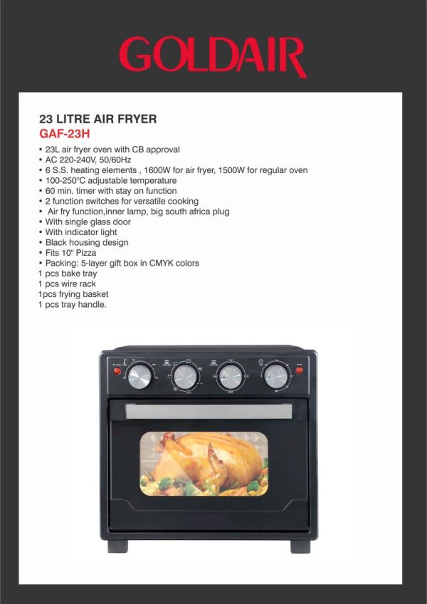 Goldair 23L Air Fryer Oven - Black - GAF-23H - Image 2