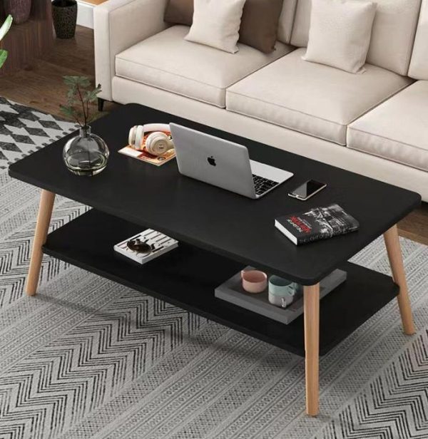 2 Tier Rectangular Wooden Coffee Modern Table - Image 3