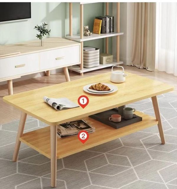 2 Tier Rectangular Wooden Coffee Modern Table - Image 5