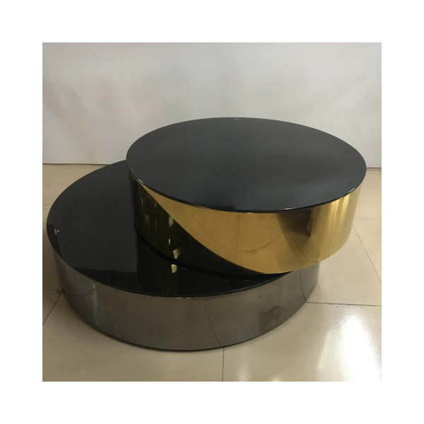 Elegant Round Marble Coffee Table With Rotating Round Ceramic Top - Image 4