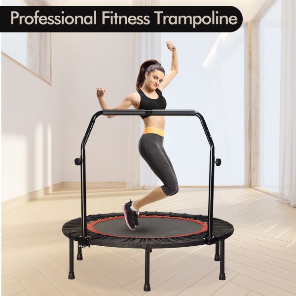Foldable Fitness Bounce Exercise Trampoline with Adjustable Handle Bar 100cm - Image 5