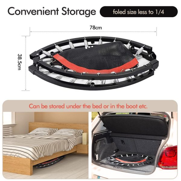 Foldable Fitness Bounce Exercise Trampoline with Adjustable Handle Bar 100cm - Image 4
