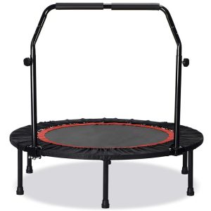 Foldable Fitness Bounce Exercise Trampoline with Adjustable Handle Bar 100cm