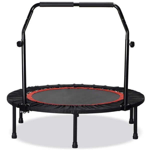 Foldable Fitness Bounce Exercise Trampoline with Adjustable Handle Bar 100cm