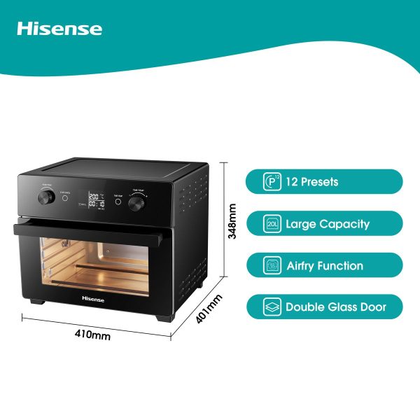 Hisense 20L Multifunction Airfryer Toaster Oven - Black - Image 4