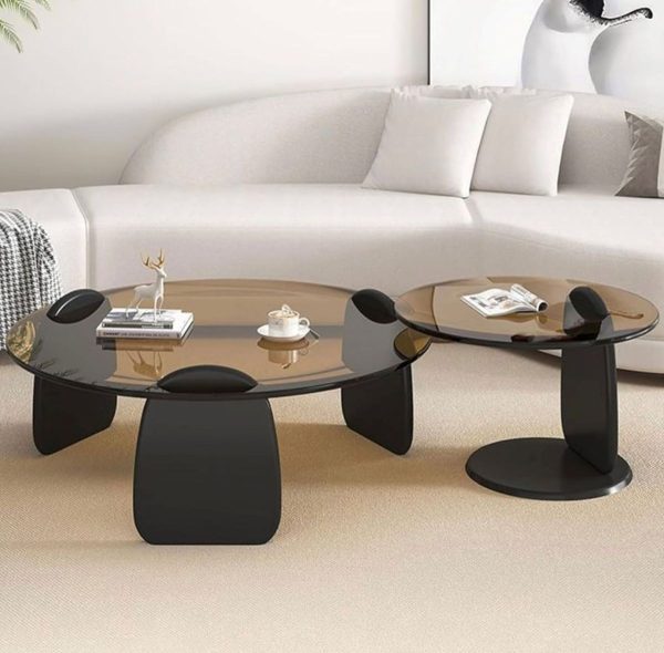 Nesting Glass Round Coffee Tablee 166 - Image 3