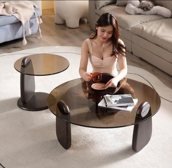 Nesting Glass Round Coffee Tablee 166 - Image 4