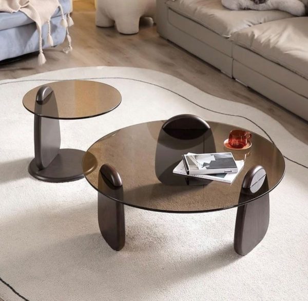Nesting Glass Round Coffee Tablee 166 - Image 5